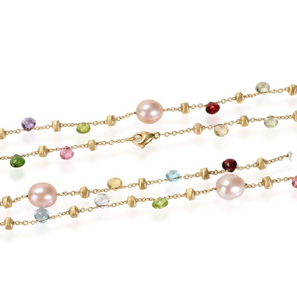 Marco Bicego Paradise Pearl & Mixed Gemstone Necklace in Yellow Gold - Picture 3 of 3